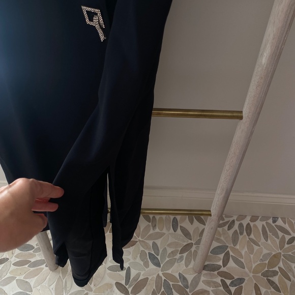 Vintage Clips Italy Sleeveless Long Evening Black Dress Slits Size Italian 46 - Picture 5 of 8